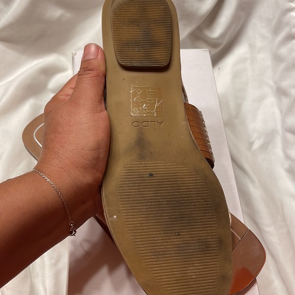 Aldo Snakeskin and Tan Leather Sandals Size 7.5 - Picture 6 of 7